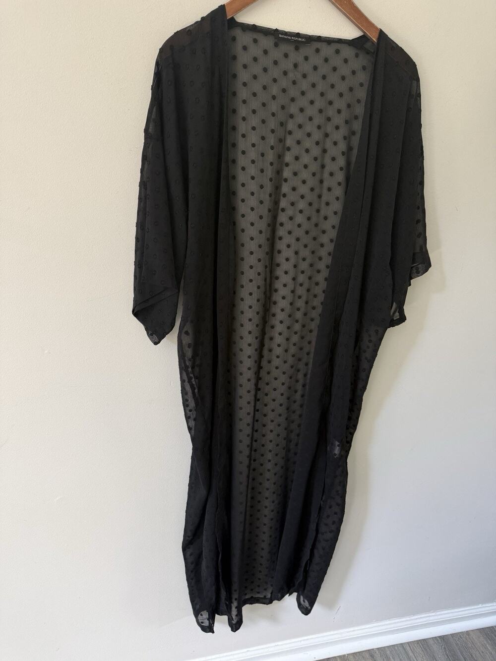 Banana Republic Swiss Dot Sheer Cardigan Shrug Robe Kimono. Black One Size